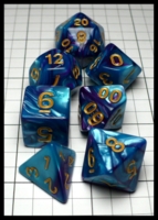 Dice : Dice - Dice Sets - QMay Blue and Purple Swirl with Yellow Numerals - Amazon 2023